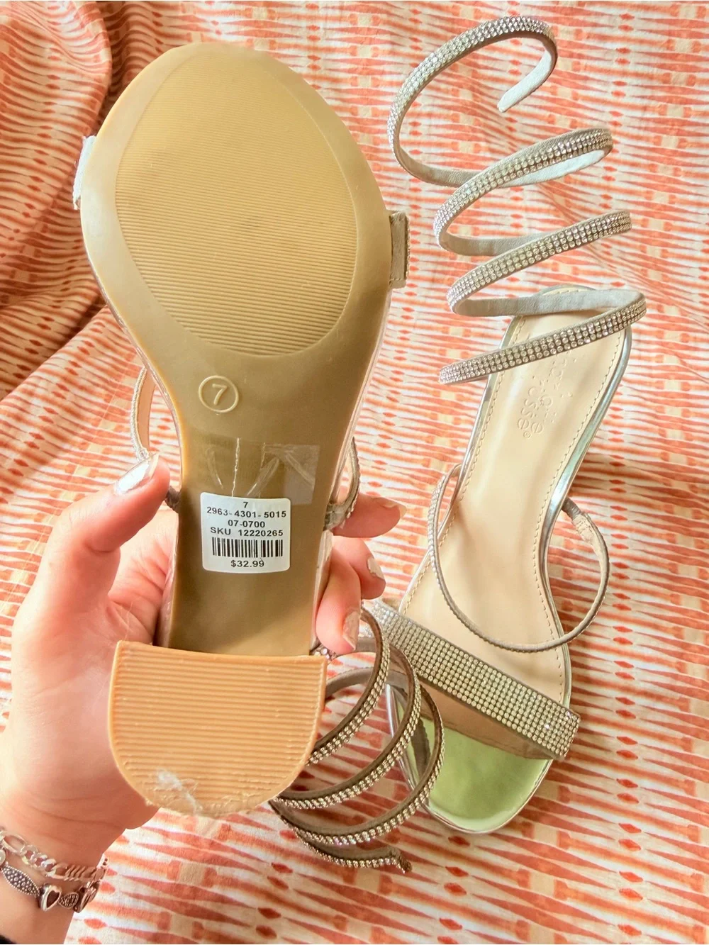 Silver Rhinestone Wrap Open-Toe HighHeel - Picture 3 of 7